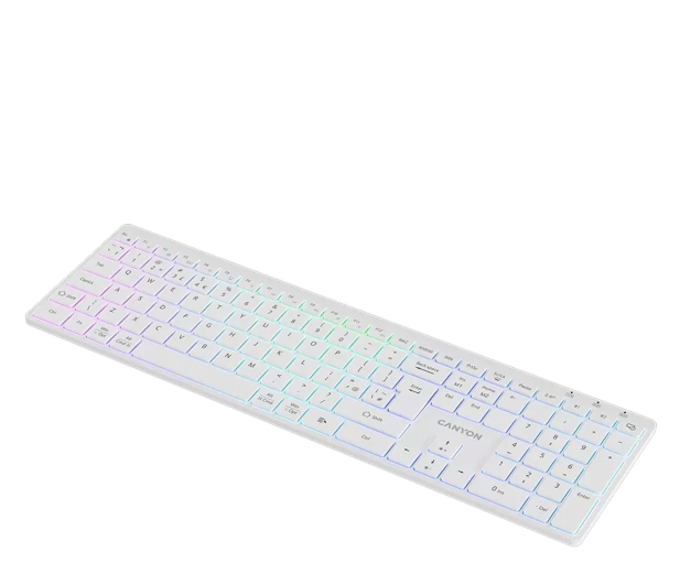 CANYON Klawiatura HKB-W11 UK/US RGB Dwa Tryby Bezprzewodowa Biała - 1348465 - zdjęcie 3